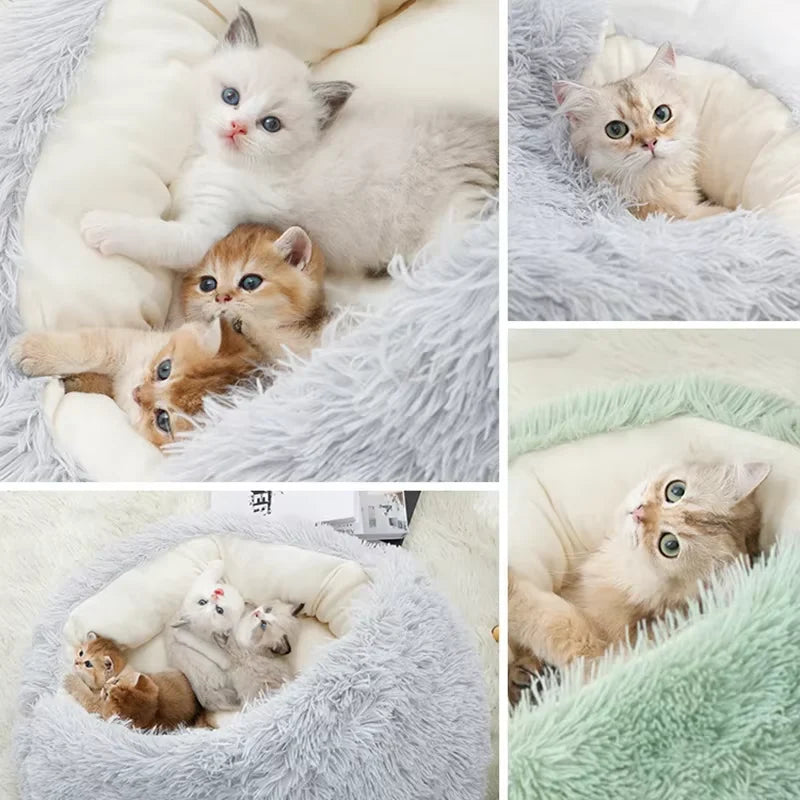 🛏️ CuddleNest™ 2-in-1 Round Cushion Pet House – Cozy Hideaway & Convertible Bed for Cats & Small Dogs