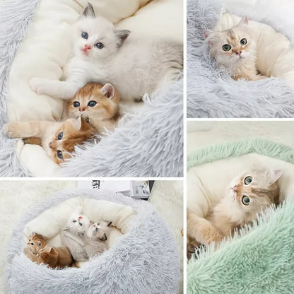🛏️ CuddleNest™ 2-in-1 Round Cushion Pet House – Cozy Hideaway & Convertible Bed for Cats & Small Dogs