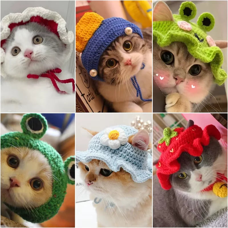 🎀 CozyBeanie™ Knit Pet Hat – Adorable Autumn & Winter Hat for Cats, Kittens & Small Dogs