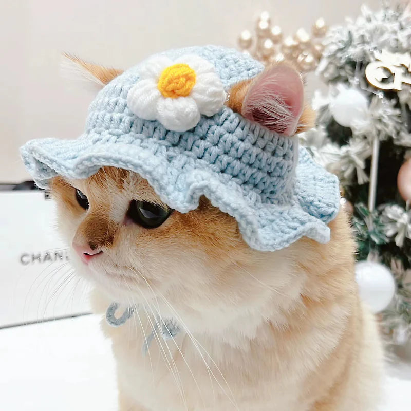 🎀 CozyBeanie™ Knit Pet Hat – Adorable Autumn & Winter Hat for Cats, Kittens & Small Dogs