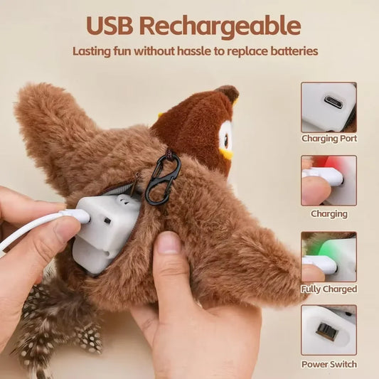 🐦 FlutterChirp™ Cat Toy – Rechargeable Flapping Bird with Catnip & Realistic Sounds
