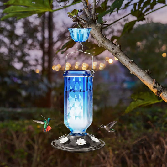 🌸 SkyBloom™ Glass Hummingbird Feeder – Elegant 6-Port Nectar Feeder with Built-In Ant Moat